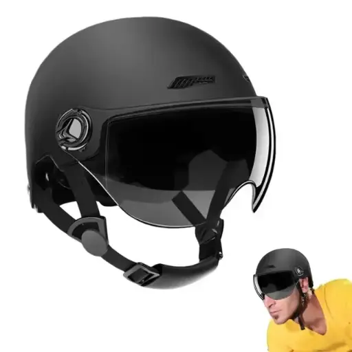 Motorcycle Safety Helmet 3C Certified Lightweight Men's and Women's Adult Electric Vehicle Bicycle Half Helmet with Goggles